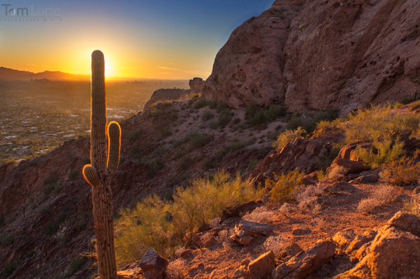 Sunset from Camelback mountain in Arizona Photo Credit : Professional Photographer and Filmmaker Tom Lurie 